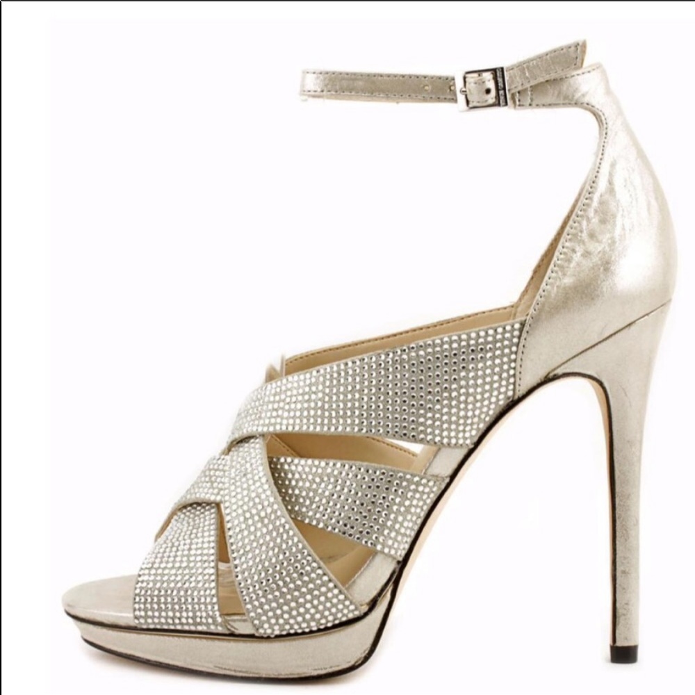 Vince Camuto Grimes Platform Sparkly Silver Heel 9